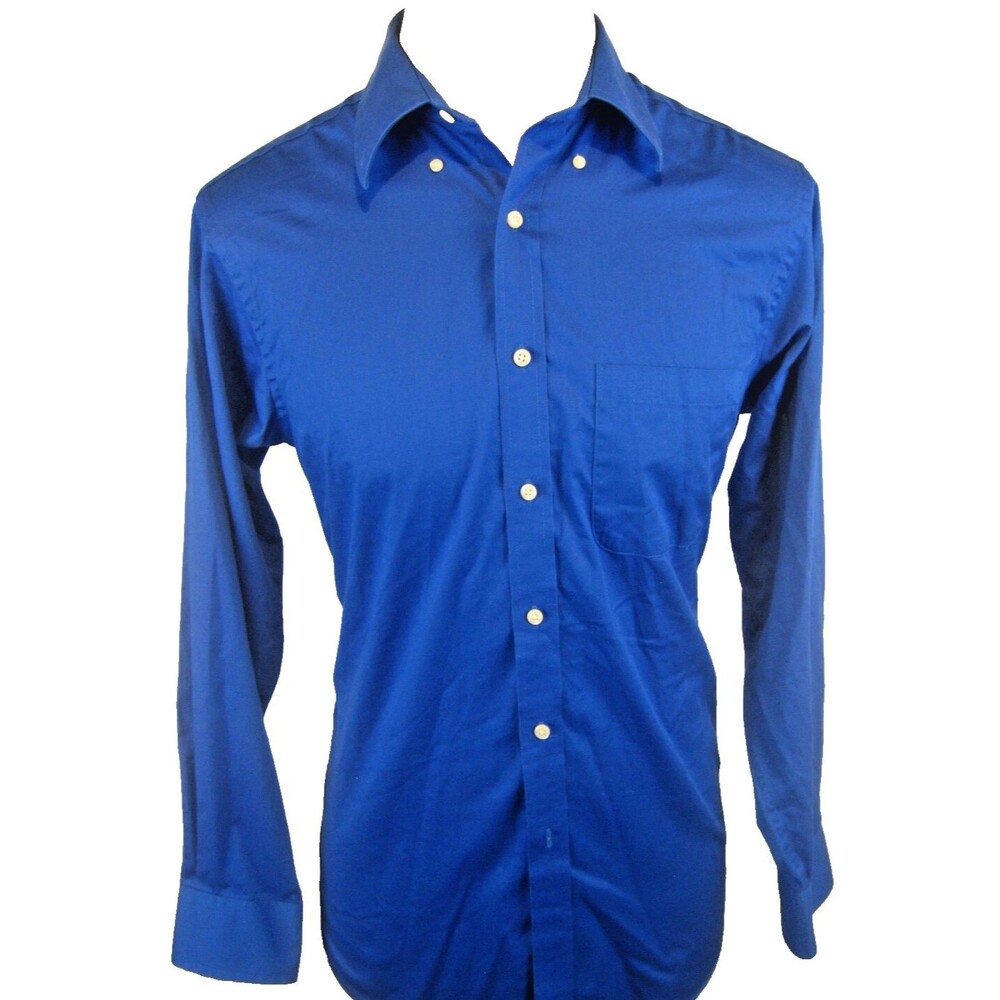 Mens Izod Blue LS Cotton Blend Casual Shirt sz 15.5x32/3
